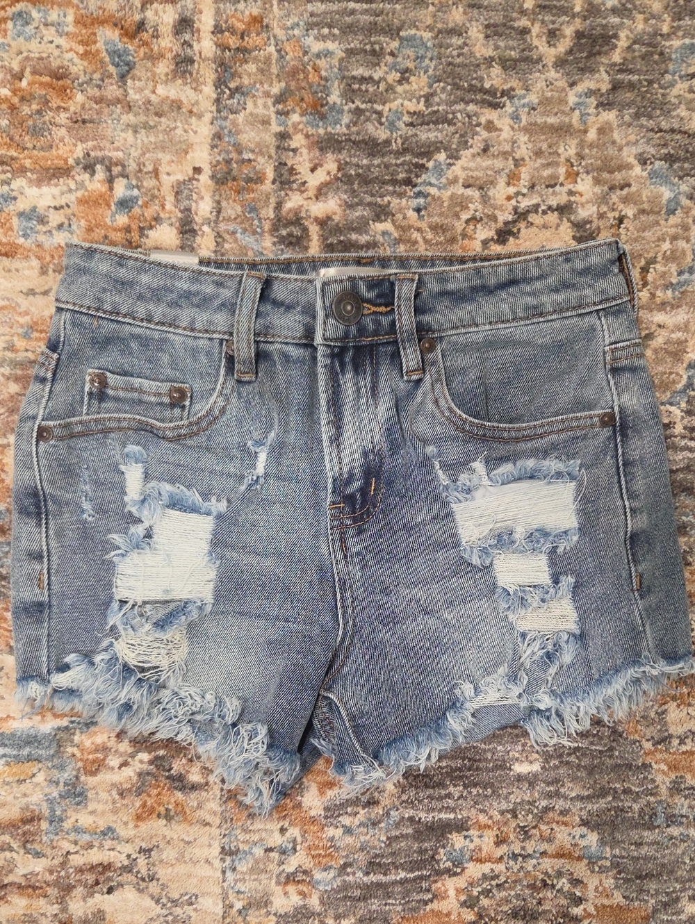 Madden Girl Distressed Light Blue Denim Cutoff Shorts